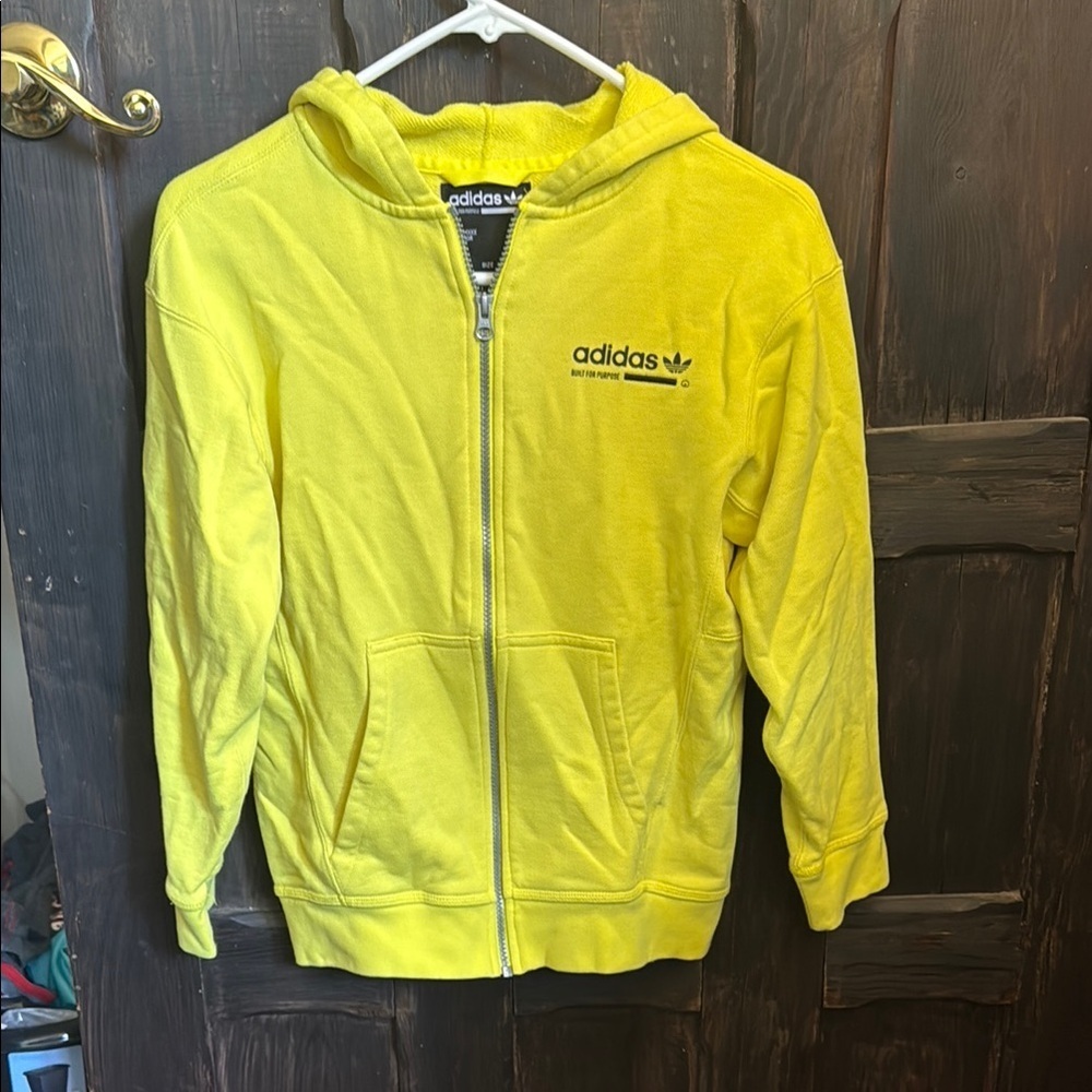 Adidas Youth Yellow Athletic Hoodie Sweatshirt